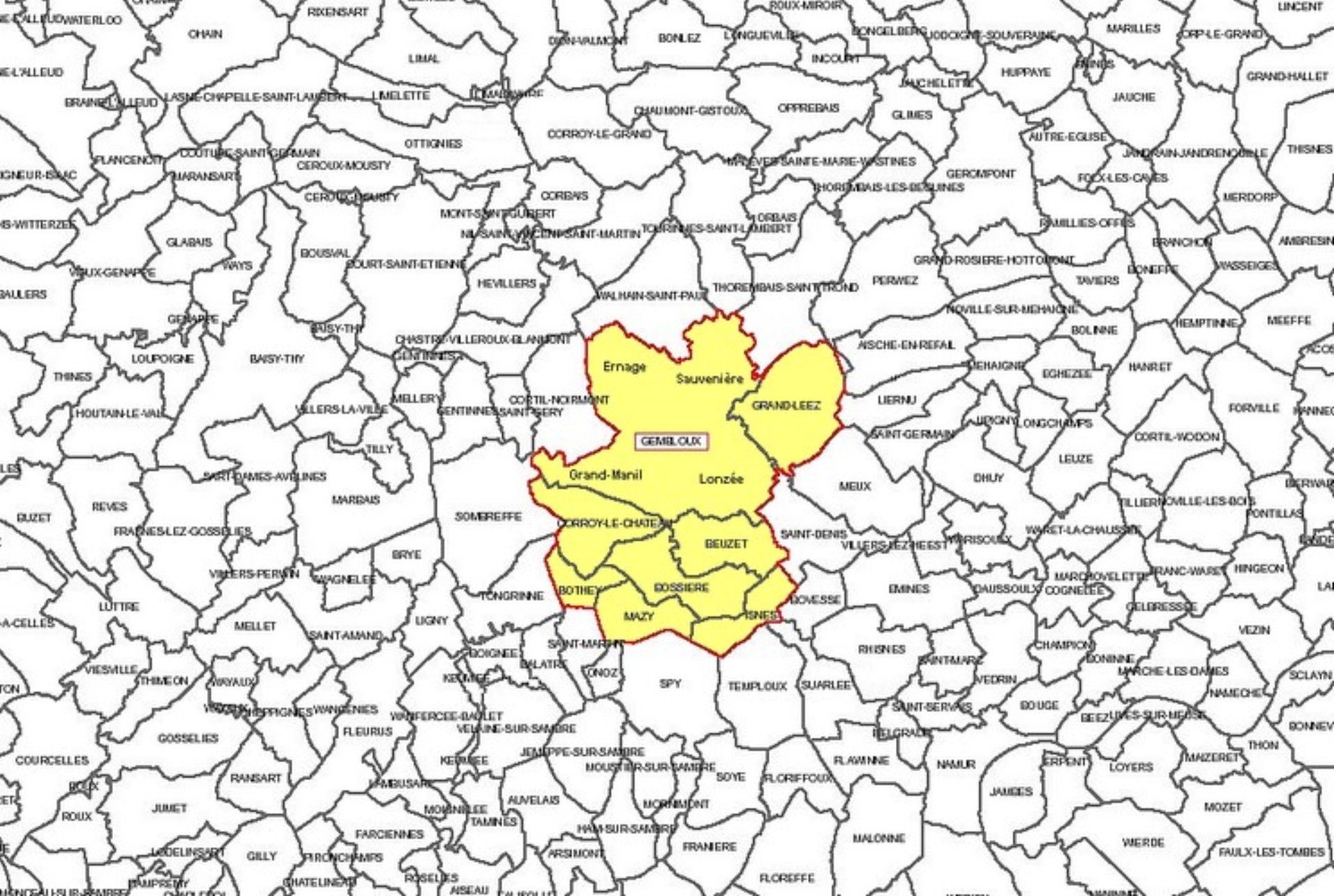carte de Gembloux et environs